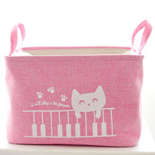 Корзина для игрушек, белья, хранения на завязках Кот пианист, розовый (код товара: 43483)