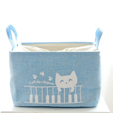 Кошик для іграшок на зав'язках Кіт Піаніст, блакитний оптом (код товара: 43485)