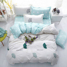 Комплект постельного белья с растительным принтом Зеленое сердце (двуспальный-евро) (код товара: 44989)