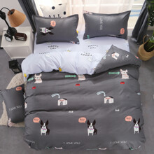 Комплект постільної білизни із зображенням собаки сірий Пес (двоспальний-євро) оптом (код товара: 44973)