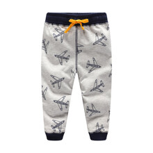 Штаны для мальчика с принтом самолет серые Aircraft оптом (код товара: 45490)