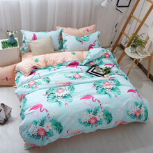 Уценка (дефекты)! Комплект постельного белья Фламинго в цветах (полуторный) (код товара: 46031)