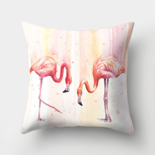 Подушка декоративная Розовые фламинго 45 х 45 см оптом (код товара: 46370)