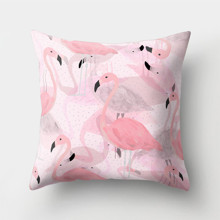 Подушка декоративная Влюбленные фламинго 45 х 45 см оптом (код товара: 46369)