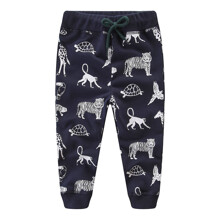 Штаны для мальчика с изображением животных синие Африканские животные оптом (код товара: 46995)