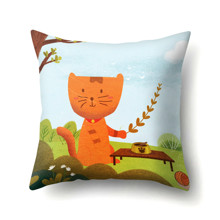 Подушка декоративна Кіт на пікніку 45 х 45 см оптом (код товара: 48053)