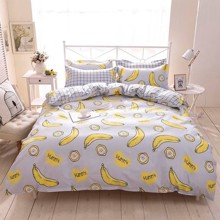 Комплект постельного белья Банан с простынью на резинке (двуспальный-евро) (код товара: 48549)