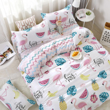 Комплект постельного белья Фламинго и фрукты (полуторный) (код товара: 48566)