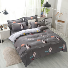 Комплект постельного белья Пес с простынью на резинке (двуспальный-евро) (код товара: 48504)