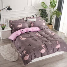 Уценка (дефекты)! Комплект постельного белья Фламинго с простынью на резинке (двуспальный-евро) (код товара: 48508)