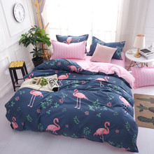 Комплект постельного белья Фламинго и цветы (евро) (код товара: 48813)