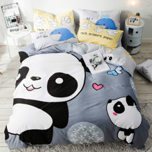 Комплект постельного белья Милые панды (двуспальный-евро) (код товара: 48855)