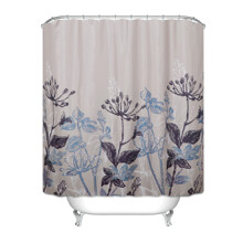 Штора для ванной с растительным принтом серая с голубым Полевые цветы 180 х 180 см (код товара: 49435)