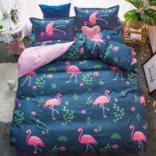 Уценка (дефекты)! Комплект постельного белья Розовый фламинго с простынью на резинке (полуторный) (код товара: 49639)