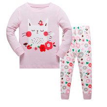 Пижама для девочки Кошечка и цветы оптом (код товара: 50656)