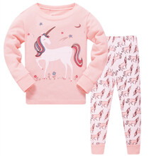 Пижама для девочки с длинным рукавом принтом единорога розовая Единорог мечтатель оптом (код товара: 50630)