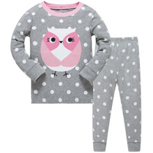 Пижама для девочки с длинным рукавом принтом совы серая Маленькая сова (код товара: 50621)