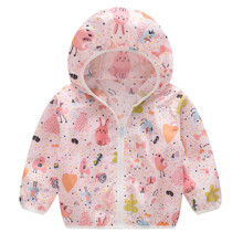 Куртка-вітрівка для дівчинки з тваринним принтом рожева Пташки в лісі (код товара: 51172)