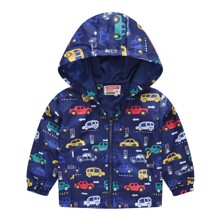 Куртка-вітрівка для хлопчика з принтом машин синя Дорожній рух (код товара: 51163)