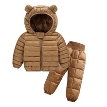 Комплект демісезонний (куртка + штани) дитячий, Вушка, коричневий (код товара: 51285)