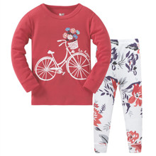 Пижама для девочки Цветы на велосипеде оптом (код товара: 51220)
