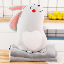 Мягкая игрушка - подушка с пледом Плюшевый кролик, 50см оптом (код товара: 51865)