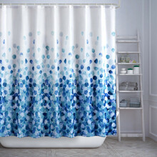Штора для ванной с абстрактным принтом белая с синим Blue petals 180 х 180 см (код товара: 51963)