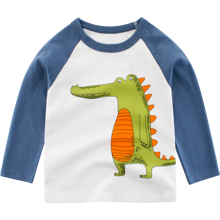 Лонгслив для мальчика белый с синим Любопытный крокодил оптом (код товара: 52199)