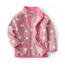 Кофта для девочки флисовая на молнии с животным принтом Розовый тигр оптом (код товара: 52514)