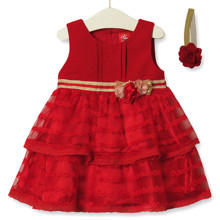 Платье для девочки Цветочная нота, красный оптом (код товара: 52640)