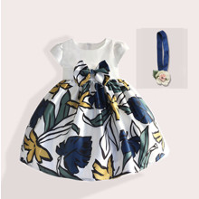 Платье для девочки с повязкой Синий листочек оптом (код товара: 52643)