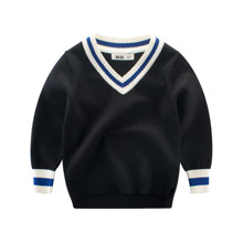 Пуловер для мальчика Синяя полоска, черный (код товара: 52716)