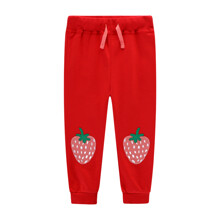 Штани для дівчинки з зображенням полуниці червоні Strawberry оптом (код товара: 52985)