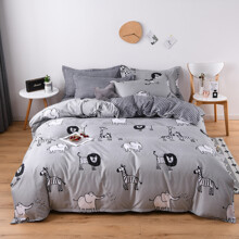 Комплект постельного белья с изображением животных серый Wild animals (полуторный) (код товара: 53065)