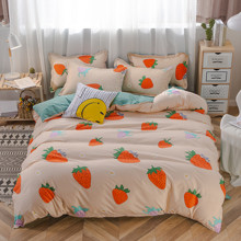 Комплект постельного белья Цветущая клубника (двуспальный-евро) (код товара: 53273)