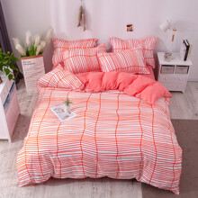 Комплект постельного белья с геометрическим принтом красный Полоска (двуспальный-евро) (код товара: 53287)