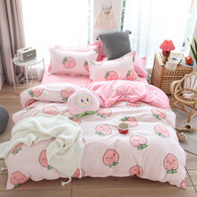 Уценка (дефекты)! Комплект постельного белья с изображением клубники розовый Strawberry (двуспальный-евро) (код товара: 53331)