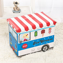 Уцінка (дефекти)! Пуф-ящик для іграшок Синій фургон морозивника (код товара: 53393)
