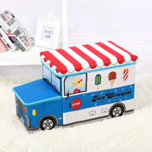 Уцінка (дефекти)! Пуф-ящик для іграшок Синій фургон морозивника (код товара: 53399)