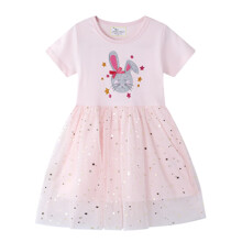 Плаття для дівчинки із зображенням зайця рожеве Зайчик з бантиком (код товара: 53686)