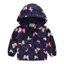 Куртка-ветровка для девочки с животным принтом синяя Butterfly оптом (код товара: 53879)