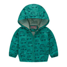 Куртка-ветровка для мальчика с принтом машин зеленая Тачки оптом (код товара: 53882)