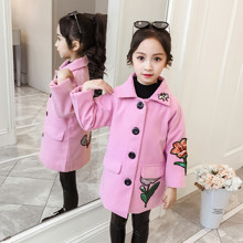 Пальто для девочки демисезонное Вышивка, розовый оптом (код товара: 53856)