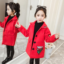 Пальто для дівчинки демісезонне Вишивка, червоний оптом (код товара: 53853)