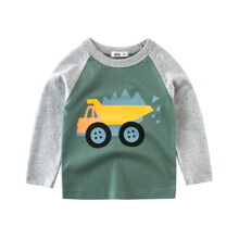 Лонгслів для хлопчика з принтом машини зелений з сірим Вантажівка (код товара: 54369)