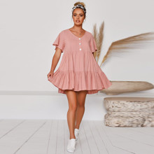 Плаття жіночe на гудзиках Plain pink оптом (код товара: 54662)