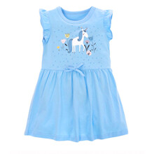 Платье для девочки Horse in the meadow, голубой оптом (код товара: 55238)