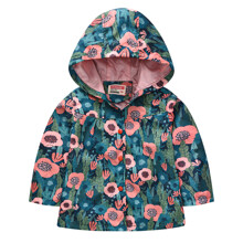 Куртка-ветровка для девочки с цветочным принтом Лесные цветы оптом (код товара: 55327)