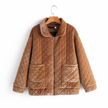 Куртка женская стеганая из бархатной ткани Fluffy оптом (код товара: 55575)