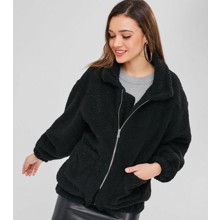 Куртка жіноча з штучного хутра Furry, чорний оптом (код товара: 55596)